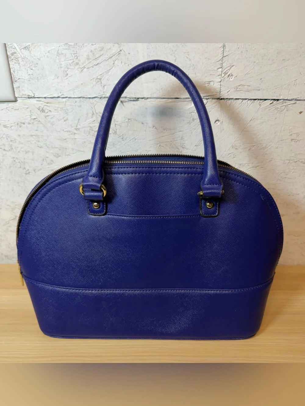 Anne Klein Cobalt Dome Satchel with Gold Charm - Picture 2 of 5